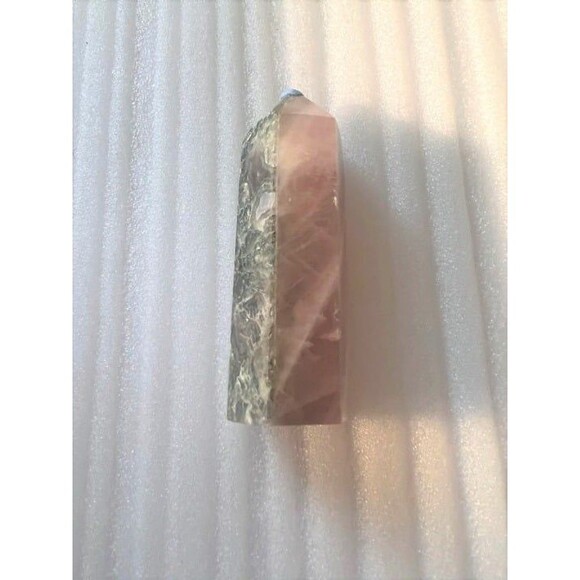 Awesome Rose Quartz and Moss Agate Tower - Picture 1 of 6